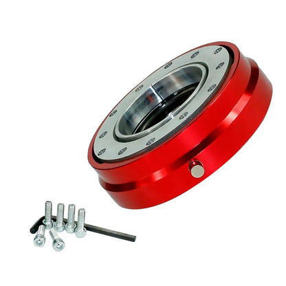 Thin 6 Hole Steering Wheel Quick Release Hub Adapter Kit - Snap Off Boss in Multiple Colors (Silver/Blue/Red/Black)