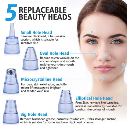 Electric Facial Blackhead Remover: Vacuum Pore Cleaner for Acne Cleansing & Black Spot Removal - Deep Cleaning Tools for Face and Nose