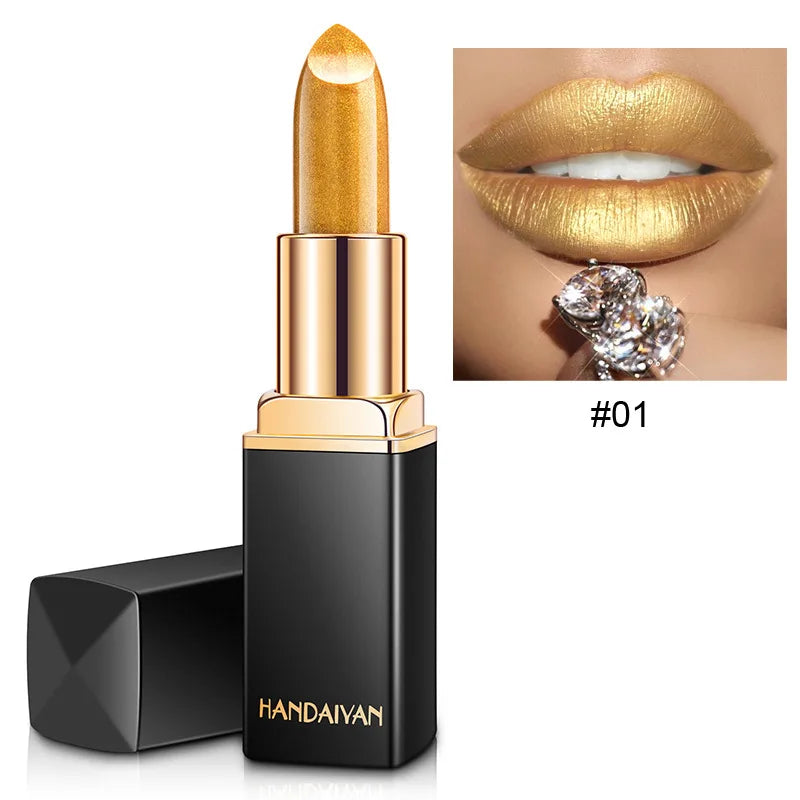 Professional Brand Lipstick – Waterproof, Long-Lasting Nude Pink & Mermaid Shimmer, Luxury Makeup Cosmetic