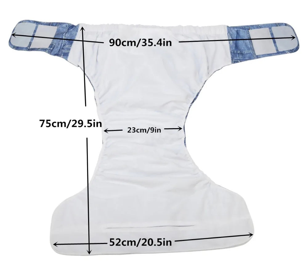 Sigzagor XL Adult Cloth Diaper – Reusable Pocket Nappy with Hook & Loop for Urinary Incontinence 68–128 cm Waist