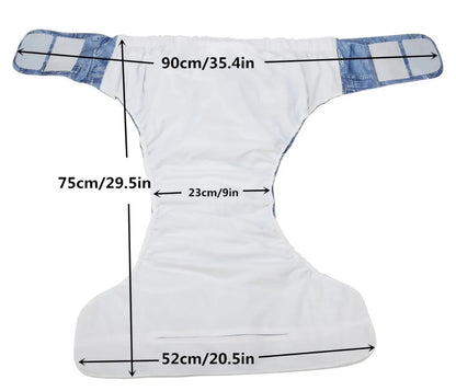 Sigzagor XL Adult Cloth Diaper – Reusable Pocket Nappy with Hook & Loop for Urinary Incontinence 68–128 cm Waist