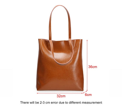 2023 Genuine Cow Leather Women’s Handbag – Large Vintage Office Tote Shoulder Bag for Ladies