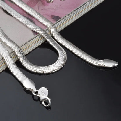 Classic 925 Sterling Silver Snake Chain Necklace — Fashion Jewelry for Women & Men, Wedding, Engagement, Party, Punk Accessories