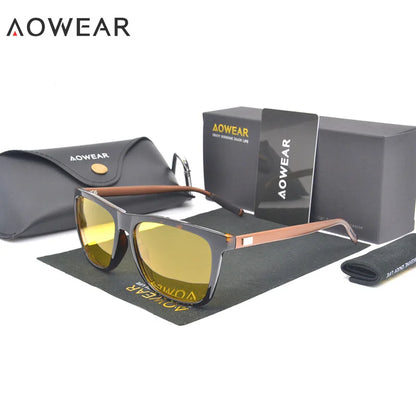 AOWEAR HD Night Vision Glasses – Polarized Yellow Lens Sunglasses for Men, Safe Driving Goggles