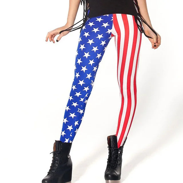 Women Summer Cartoon Print Leggings – Mermaid Galaxy Animal Donald Duck High Waist Stretch Slim Fit Milk Silk Pants L-1467