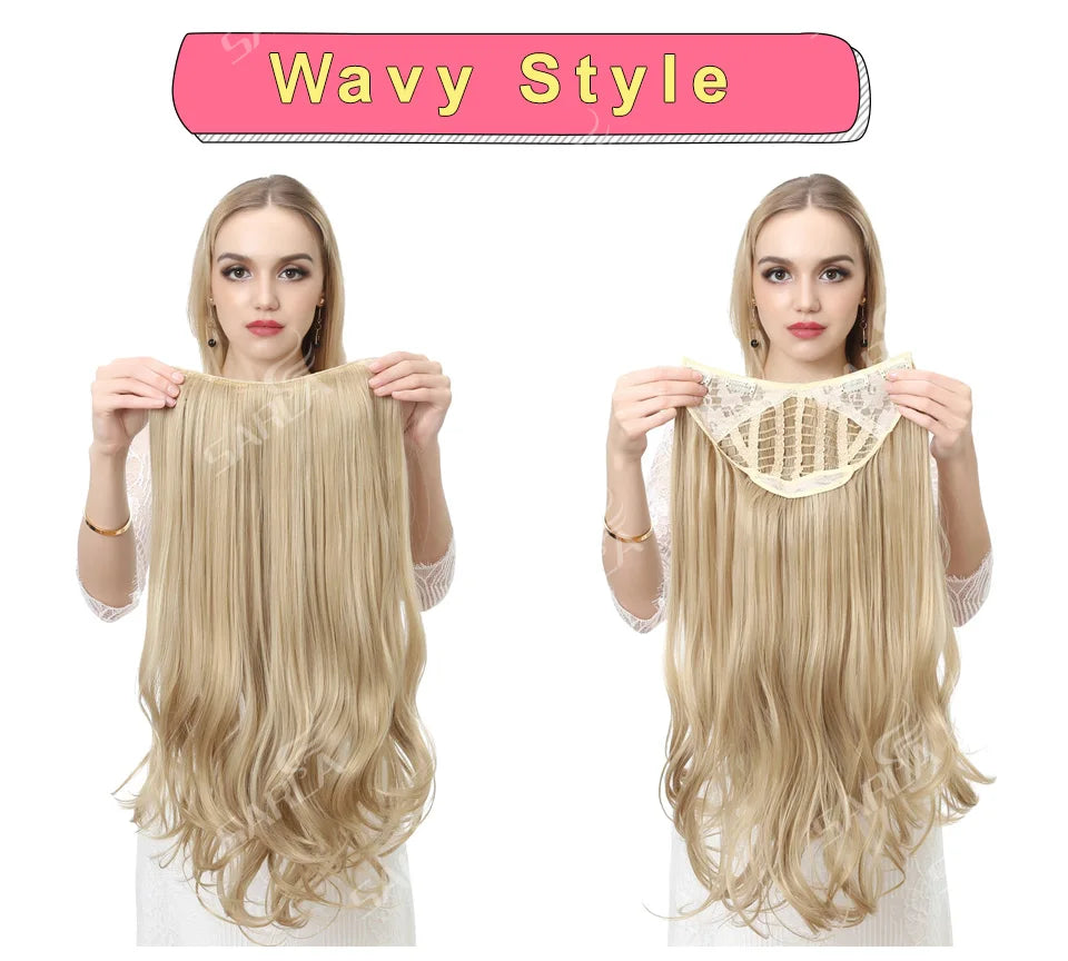 Synthetic U-Part Clip-in Hair Extensions – Long, Straight, Thick Blonde Hairpieces (16, 20, 24 Inch)