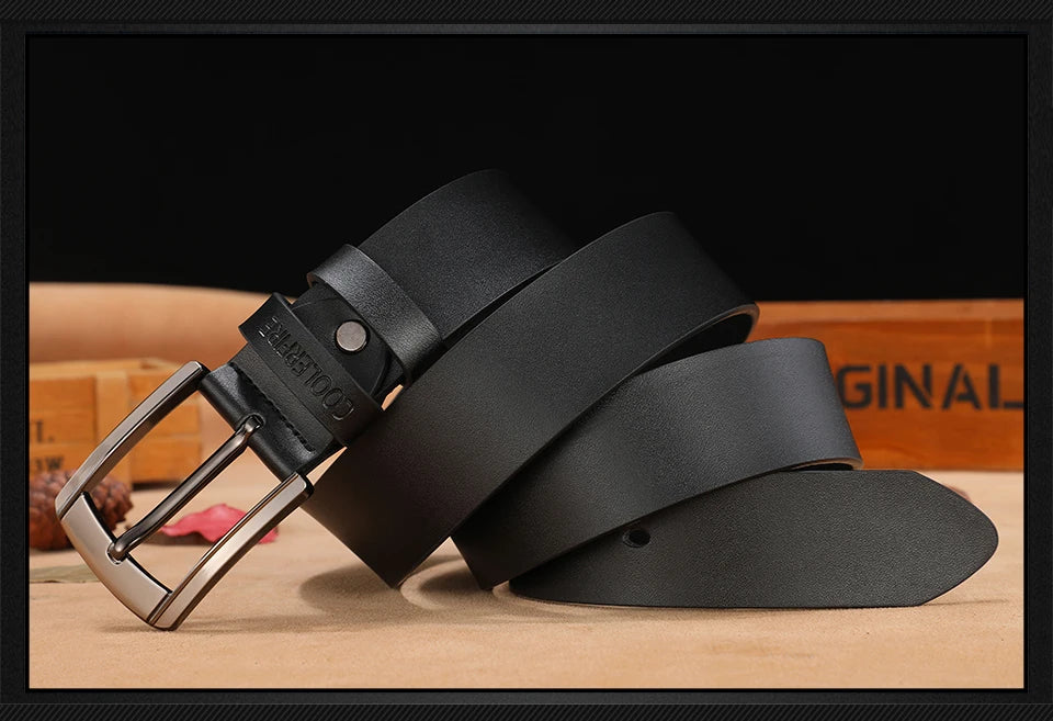 Men's High-Quality Genuine Leather Belt – Luxury Designer Cowskin Fashion Strap for Jeans & Cowboy Style