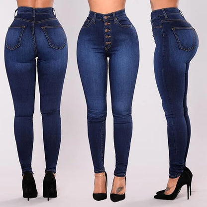 High Waist Push Up Jeans For Women - Stretchy Washed Denim Mom Jeans Skinny Pencil Pants