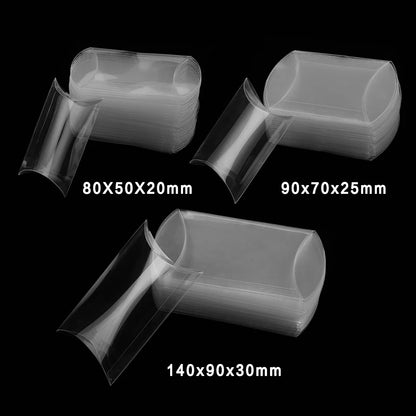 50pcs Pillow-Shaped Candy Boxes – Clear PVC Sweet Gift Packaging for Wedding Party Favors