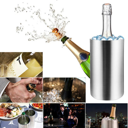 UPORS Stainless Steel Wine Cooler Bucket – Double Wall Bottle Holder for Champagne, Beer & Ice, Bar Chiller Tool