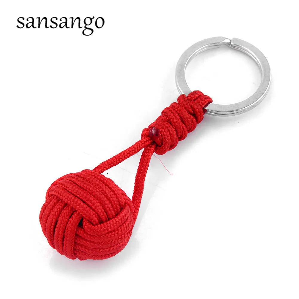Woven Paracord Lanyard Keychain – Outdoor Survival Tactical Military Parachute Rope with Ball Pendant Keyring