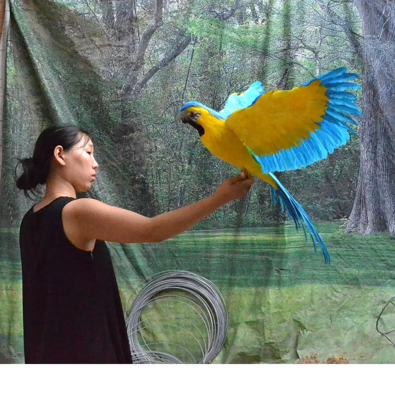 65x100cm Parrot Bird Decoration - Blue & Yellow Feather Model for Garden & Home Decor