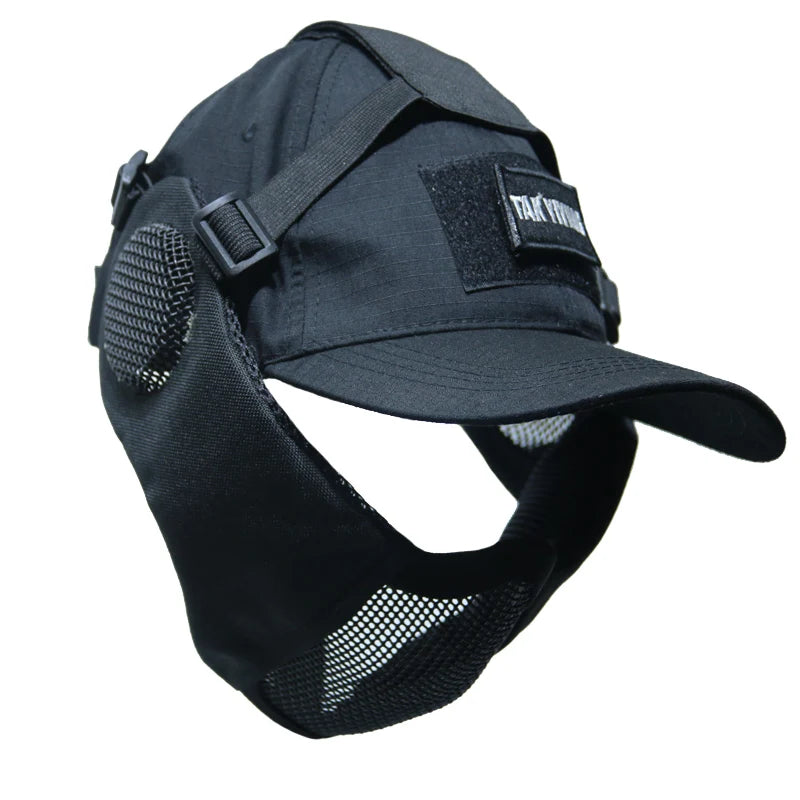 TAK YIYING Foldable Mesh Hunting Mask with Ear Protection and Cap – Ideal for Airsoft and Paintball