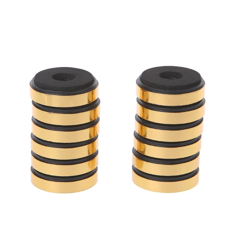 12PCS Bookshelf Speaker Shock Absorption Pads – Aluminum Alloy Damping Feet for Audio Stereo Speakers & Amplifiers