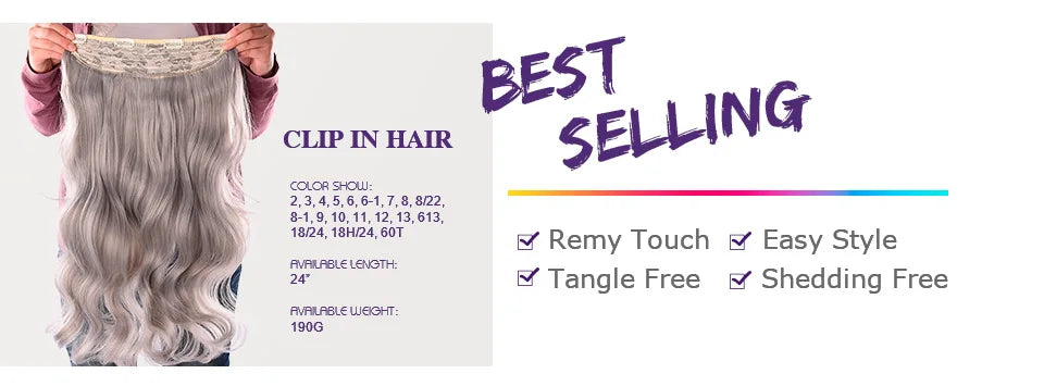DinDong 32" Clip-In Hair Extensions — 210G Synthetic Wavy, Heat Resistant, 613# Blonde & 19 Colors