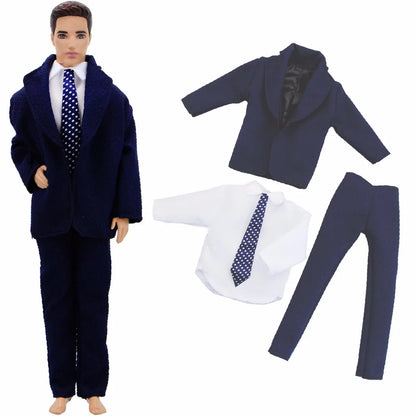 Handmade 1/6 Doll Outfit for 12-Inch Boy Doll — Men’s Formal Suit with Shirt, Coat, Trousers & Shoes, 30cm Toy Clothes