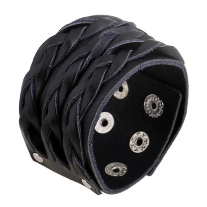 Modyle Vintage Punk Retro Multilayer Leather Bracelet – Handmade Braided Rope Wrap Bangle for Men