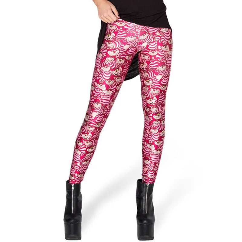 Women Summer Cartoon Print Leggings – Mermaid Galaxy Animal Donald Duck High Waist Stretch Slim Fit Milk Silk Pants L-1467