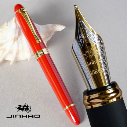 Iraurita Jinhao X450 Fountain Pen – 0.7mm Broad Nib, Dark Green & Gold, Full Metal, 21 Color Options with Ink