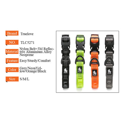 Truelove Reflective Dog Collar Set – Adjustable, Padded Soft Nylon for Small, Medium & Large Dogs, TLC5271