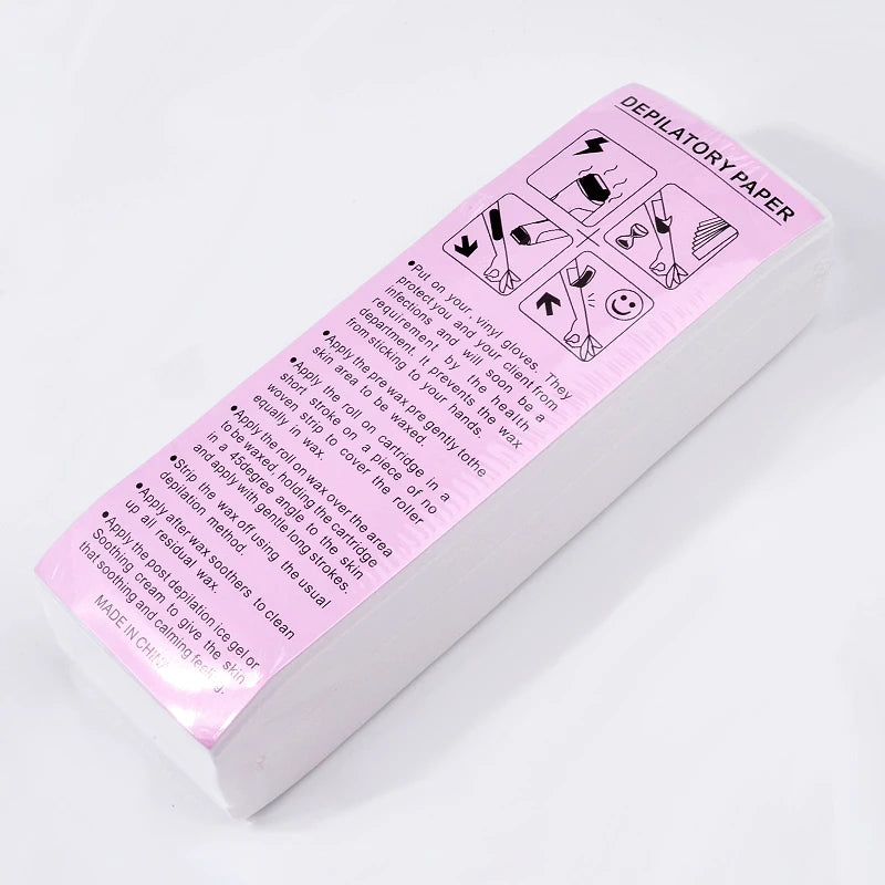 100pcs Hair Removal Wax Strip Paper Rolls – High Quality Nonwoven Body Cloth for Smooth Skin
