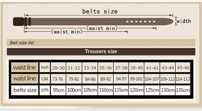 Men's High-Quality Genuine Leather Belt – Luxury Designer Cowskin Fashion Strap for Jeans & Cowboy Style