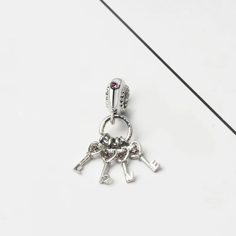 Original Alloy Bead Family Love Heart Pendant Charm - Mom & Dad DIY Jewelry for Pan Bracelets & Necklaces