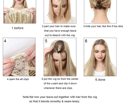 Synthetic U-Part Clip-in Hair Extensions – Long, Straight, Thick Blonde Hairpieces (16, 20, 24 Inch)