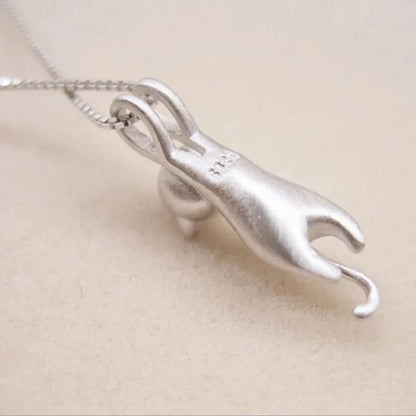 925 Sterling Silver Cat Necklace – Korean Fashion Cute Kitty Clavicle Chain Pendant Jewelry XL003