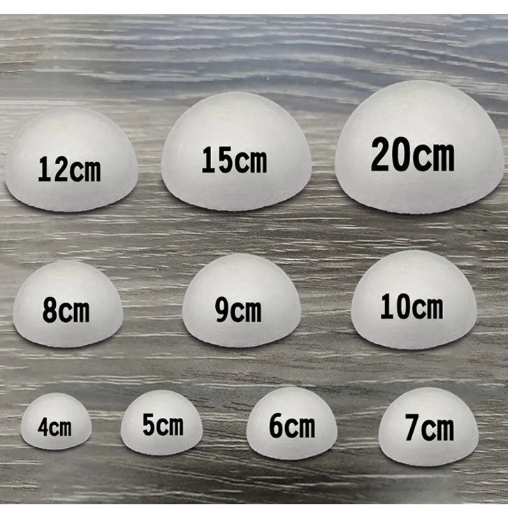 Half Round Styrofoam Foam Balls for DIY Crafts – Solid Polystyrene, 4–30cm for Christmas & Kids Projects