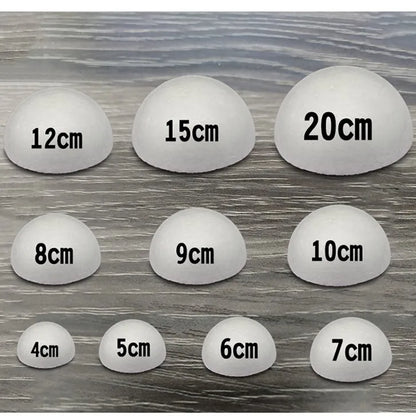 Half Round Styrofoam Foam Balls for DIY Crafts – Solid Polystyrene, 4–30cm for Christmas & Kids Projects