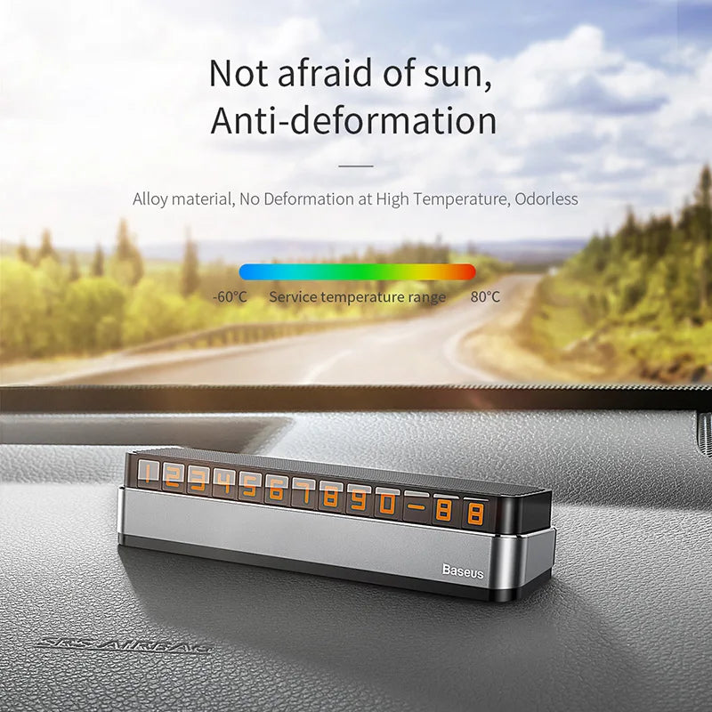 Baseus Car Temporary Parking Card Phone Number Holder | Luminous Telephone Number Plate | Car Park Car-styling Accessories
