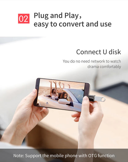 Baseus USB to Type-C OTG Adapter – USB-C Male to Micro USB Female Converter for MacBook, Samsung S20, USBC OTG Connector