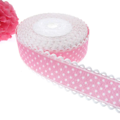 Polka Dot Lace Ribbon Roll - 20 Yards 1 Inch DIY Craft, Gift Wrapping & Scrapbooking Decoration Fabric