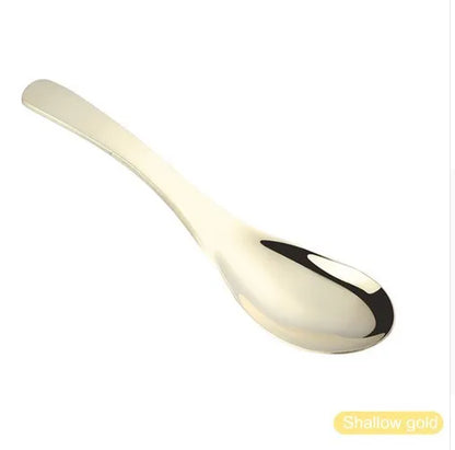 High-Quality 304 Stainless Steel Spoon Set – 3 Sizes, Gold Finish for Rice, Soup, Kids, Ice Cream & Dessert Kitchen Tableware