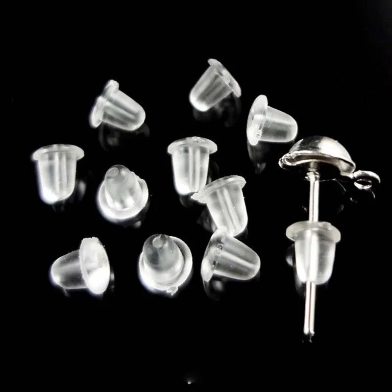 100pcs 5mm Clear Silicone Earring Backs – Soft Rubber Safety Round Stopper Jewelry DIY Accessories Replacement