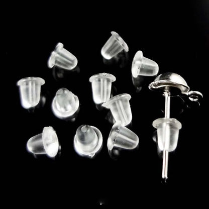 100pcs 5mm Clear Silicone Earring Backs – Soft Rubber Safety Round Stopper Jewelry DIY Accessories Replacement