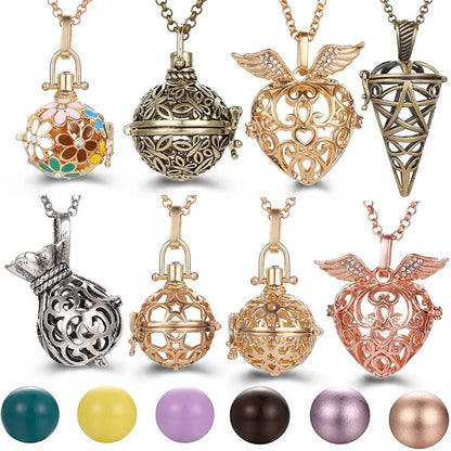 Mexico Music Ball Hollow Zircon Pendant Necklace – Vintage Perfume Aromatherapy Locket for Women