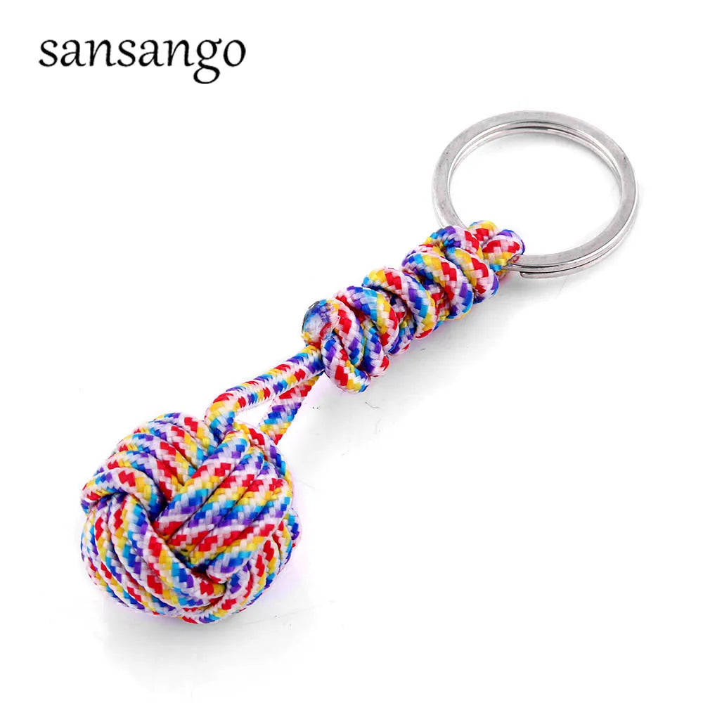 Woven Paracord Lanyard Keychain – Outdoor Survival Tactical Military Parachute Rope with Ball Pendant Keyring