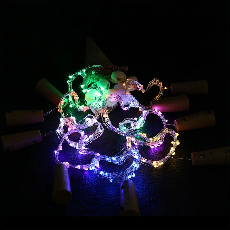 Solar Wine Bottle Lights – 10LED/15LED/20LED Cork Shape Fairy Lights, Copper Wire Garland for Christmas & Home Room Decoration
