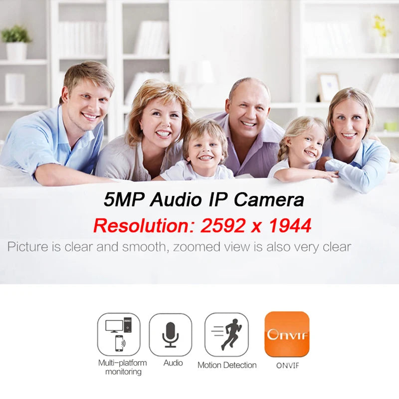 JIENUO 5MP Mini IP Camera – PoE HD CCTV Security Surveillance Camera with Audio, ONVIF Support for Indoor Home Monitoring (ICSee/Xmeye Compatible)
