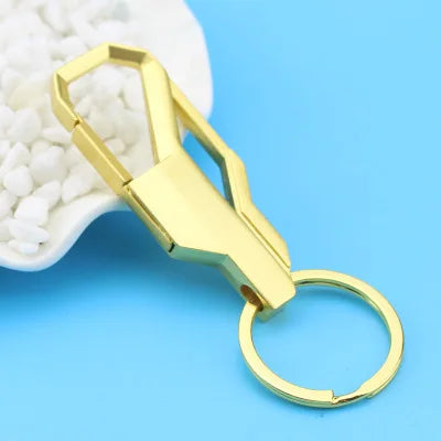 3-Color Silver Metal Keychain – Classic Inlay Key Ring, Romantic Gift for Men & Women