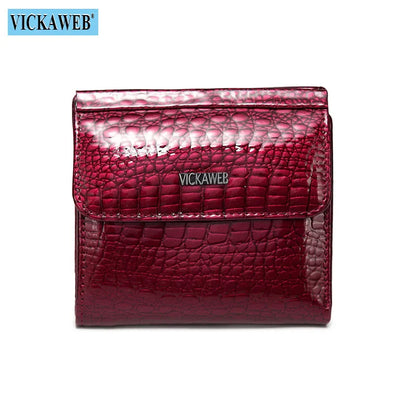 VICKAWEB Mini Women’s Wallet — Genuine Leather Alligator Hasp Short Purse, Fashion Small Wallet for Women 209