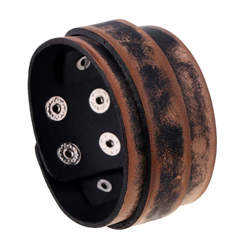 Modyle Vintage Punk Retro Multilayer Leather Bracelet – Handmade Braided Rope Wrap Bangle for Men