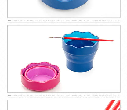 Faber Castell Portable Watercolor Paint Washing Bucket – Scalable Telescopic Folding Brush Washer Cup