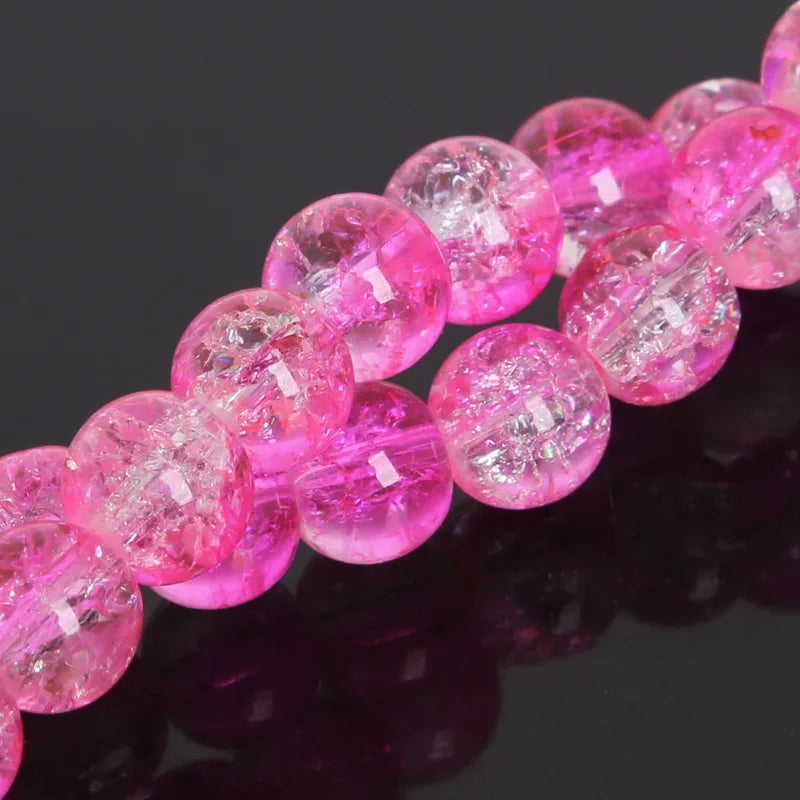 Crystal Glass Crackle Beads - 4/6/8/10mm Round Spacer Charm Beads for DIY Jewelry Making