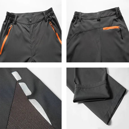 Men’s Reflective Summer Hiking Pants – Lightweight, Breathable, Quick-Dry Outdoor Trekking & Mountain Climbing Trousers with Belt