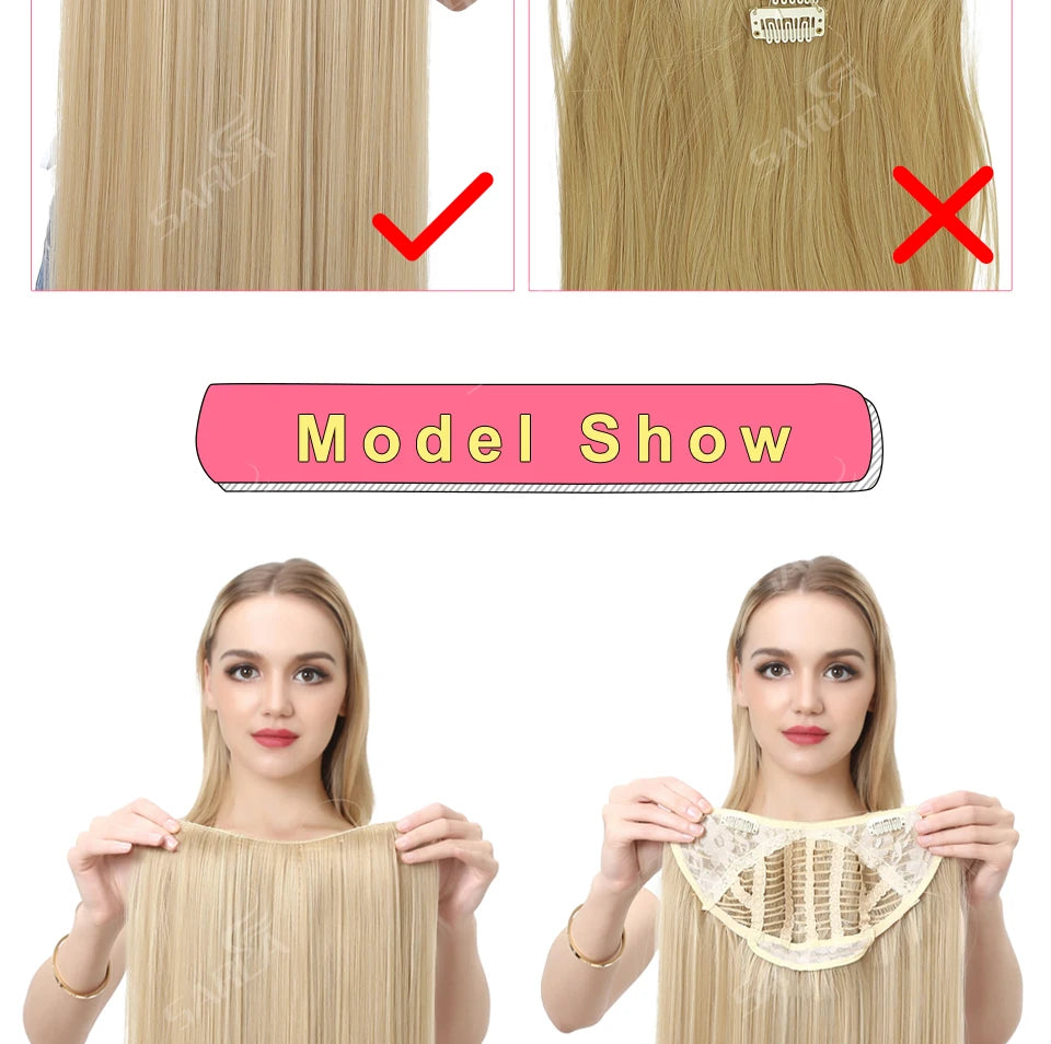 Synthetic U-Part Clip-in Hair Extensions – Long, Straight, Thick Blonde Hairpieces (16, 20, 24 Inch)