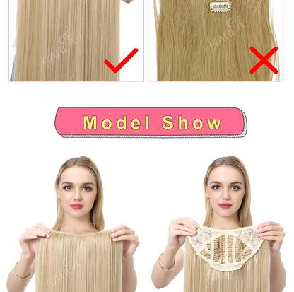 Synthetic U-Part Clip-in Hair Extensions – Long, Straight, Thick Blonde Hairpieces (16, 20, 24 Inch)