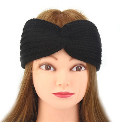 Women's Solid Color Knitted Headband – Elastic Twisted Turban Headwrap, Winter Hair Band for Girls, Fashion Hair Accessories